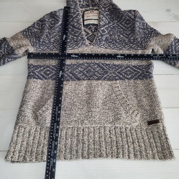 ROOTS CANADA Limited Women Cozy Knit Wool Blend Brown Gray Hooded Sweater. - Picture 9 of 9